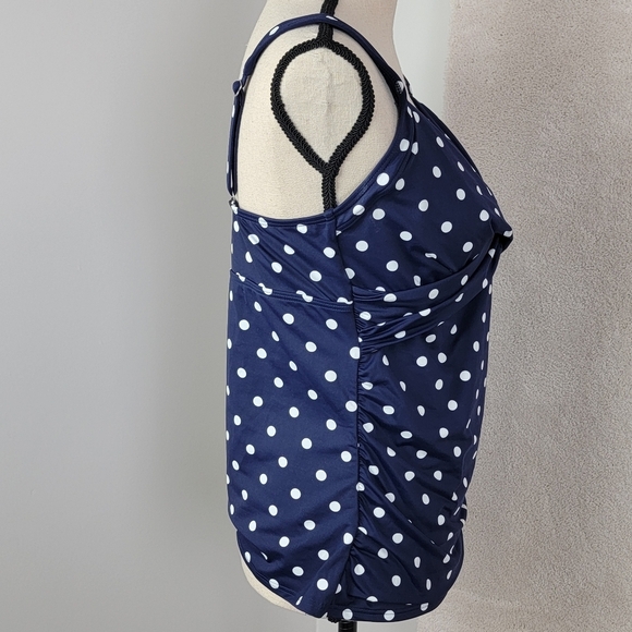 Lands' End Deep Sea Polka Dot V-Neck Wrap Underwire Tankini Swim Top Sz 12 NEW‎ - Picture 5 of 14